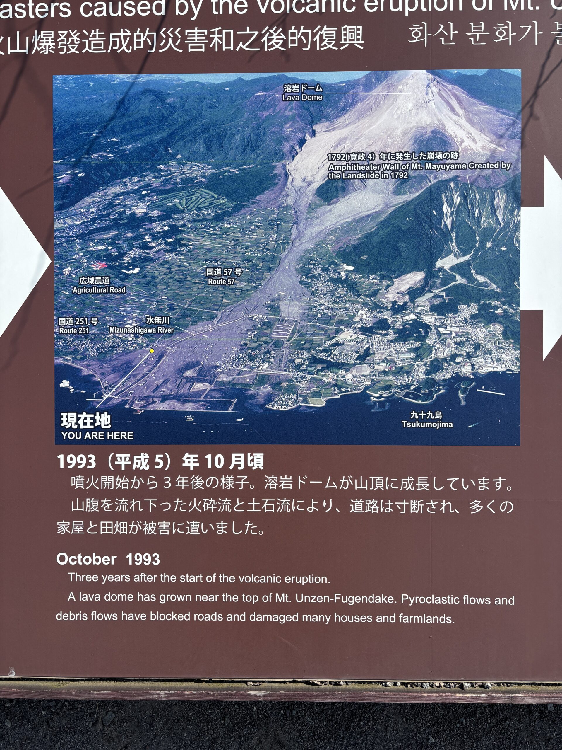 1993（平成5）年10月頃⚠️火砕流と土石流が海まで、現在地のあたりにも🙏