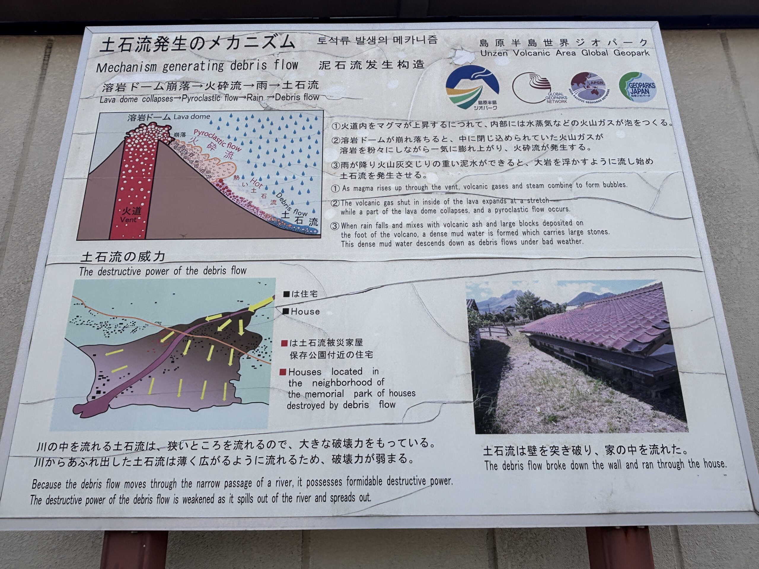 土石流発生のメカニズム⚠️右の写真は壁を突き破られた家🏠